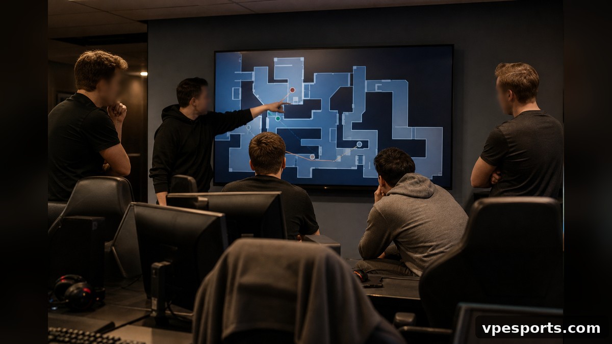 Illustration éditoriale de MIBR résolvant les problèmes en cours de round