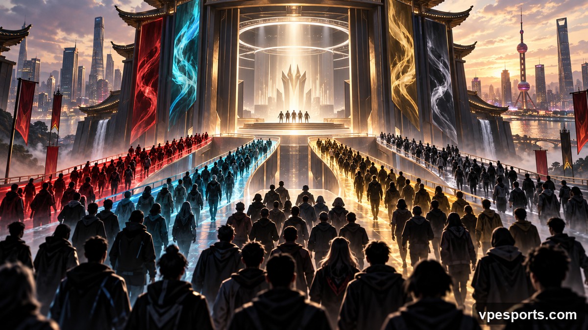 Champions Shanghai 무대에 처음 입장하는 신규 선수들을 표현한 개념 일러스트