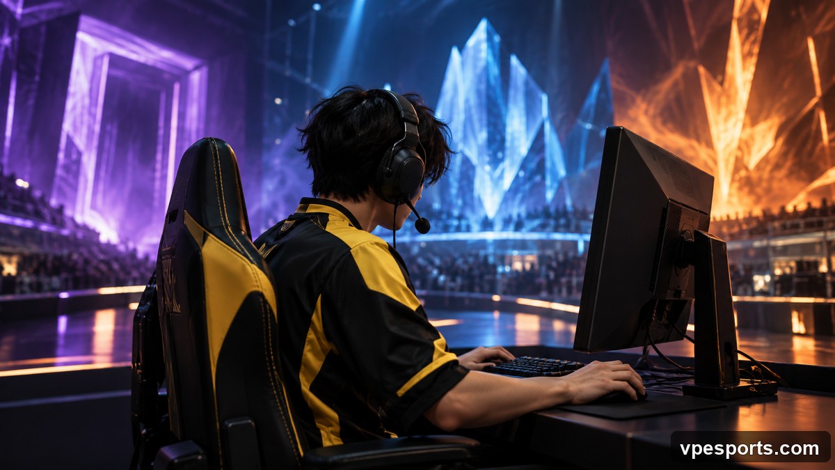 Global Esports가 결정적인 세 번째 맵을 강제하는 모습의 개념 일러스트