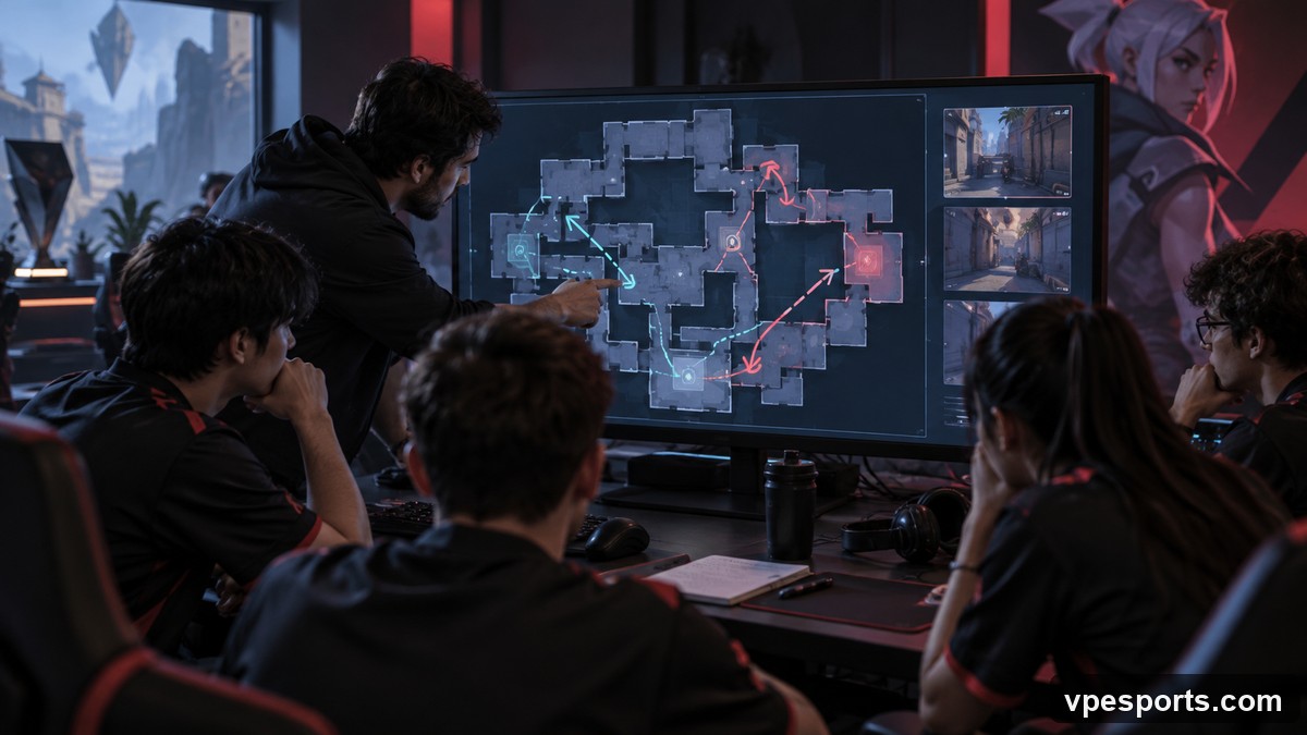 VALORANT players compare tactical routes before a familiar regional matchup