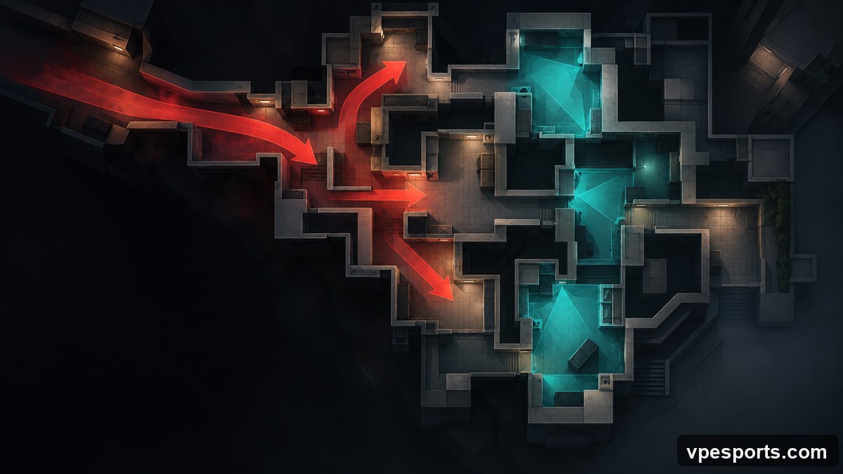 Attacking routes and defensive zones illustrate side balance