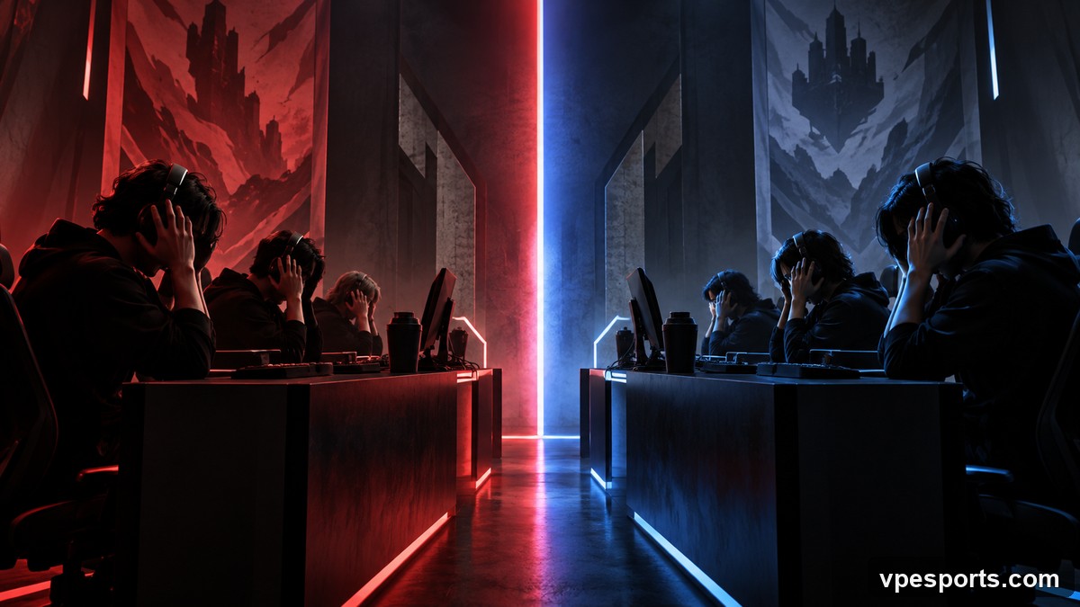 Conceptual illustration of two teams in a close Valorant playoff series