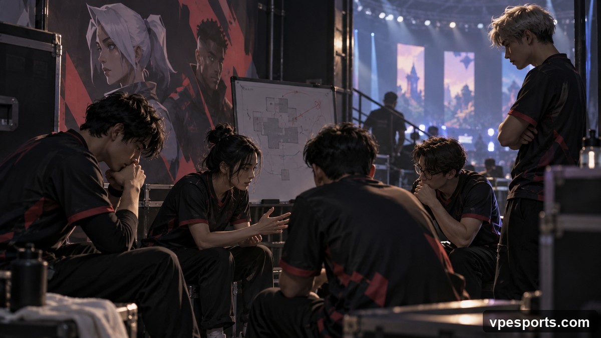 VALORANT teams compete before a packed championship arena