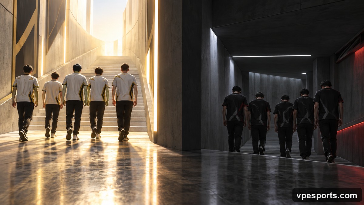 Conceptual illustration of upper and lower bracket routes after Vitality beat G2
